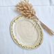 Oval plate, hand-painted meat platter in orange and green.