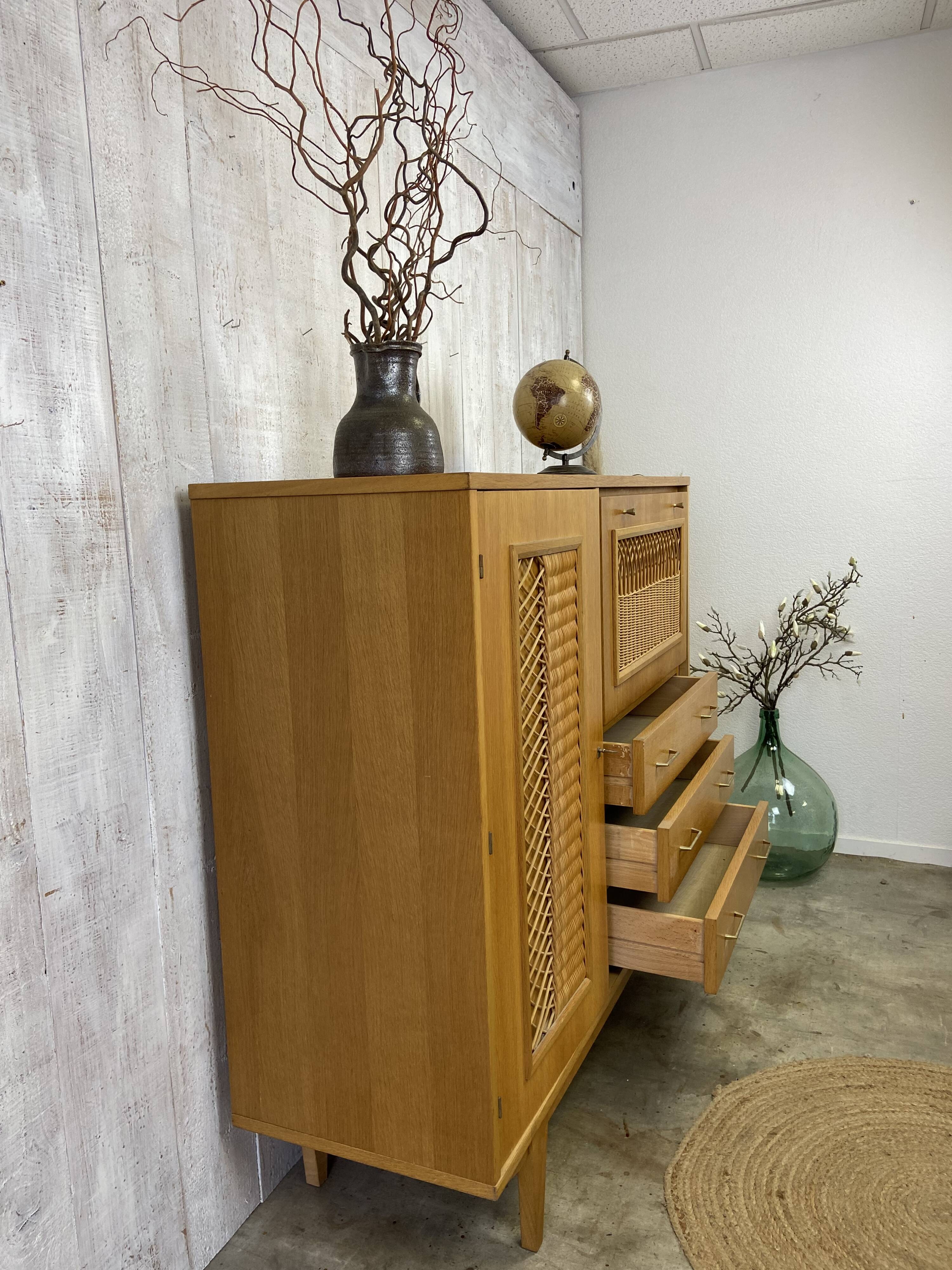 Armoire bois/osier vintage Selency