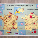 Vintage school map of France, mid-year 1984