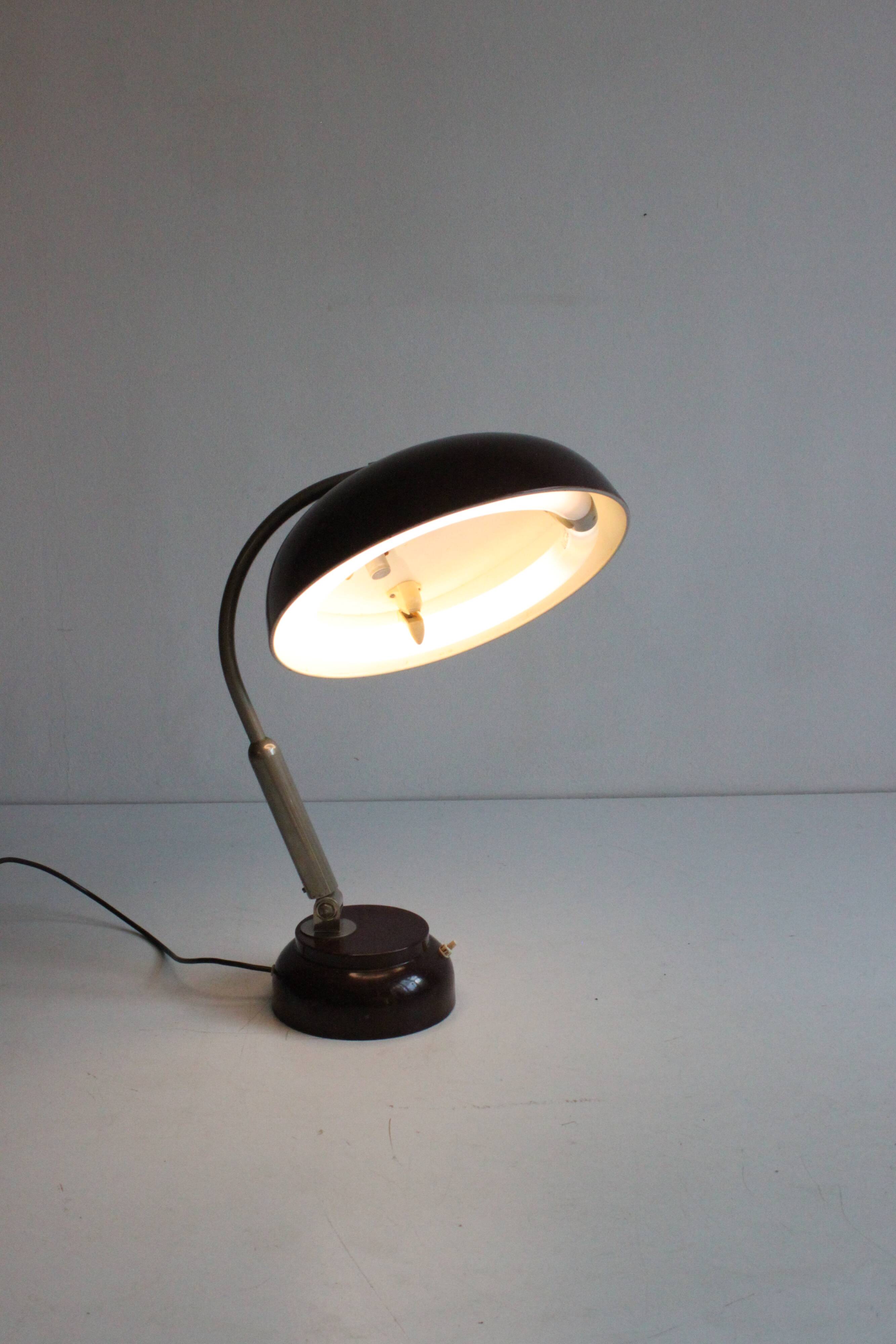 Lampe de bureau en métal avec anneau lumineux par Hala, Pays-Bas, années 1950