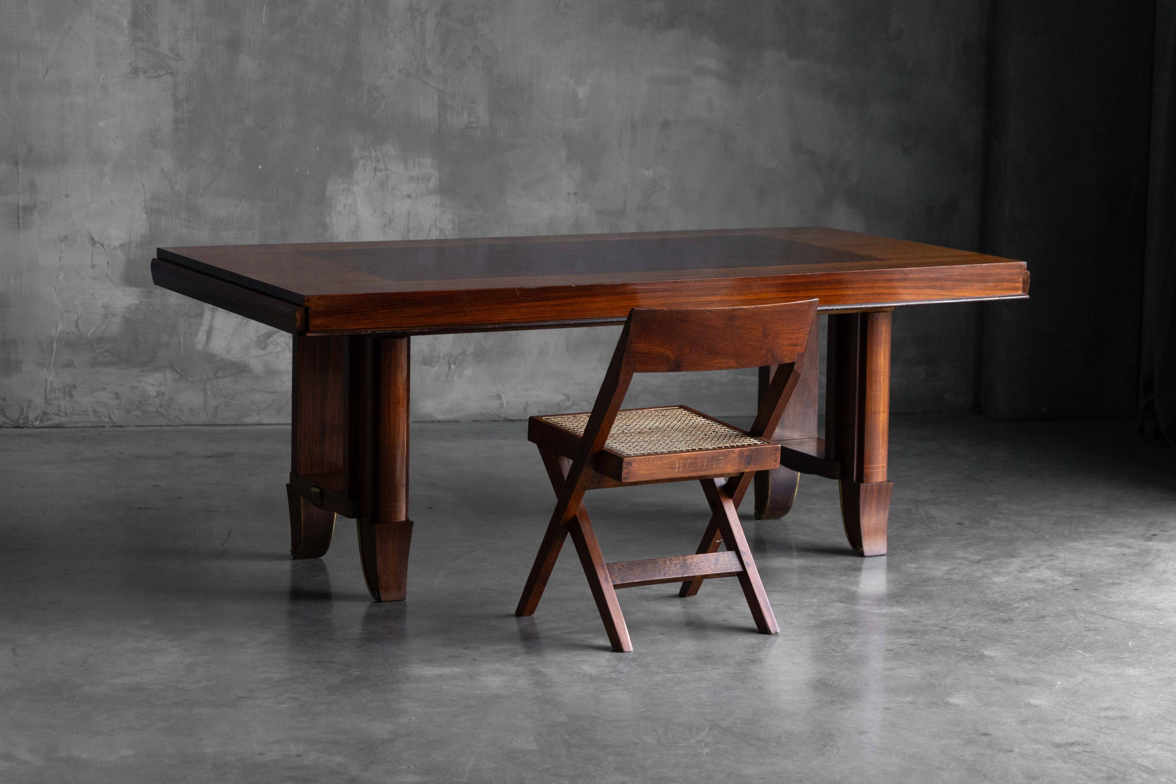 Art Deco parquetry dining table, France, 1930s