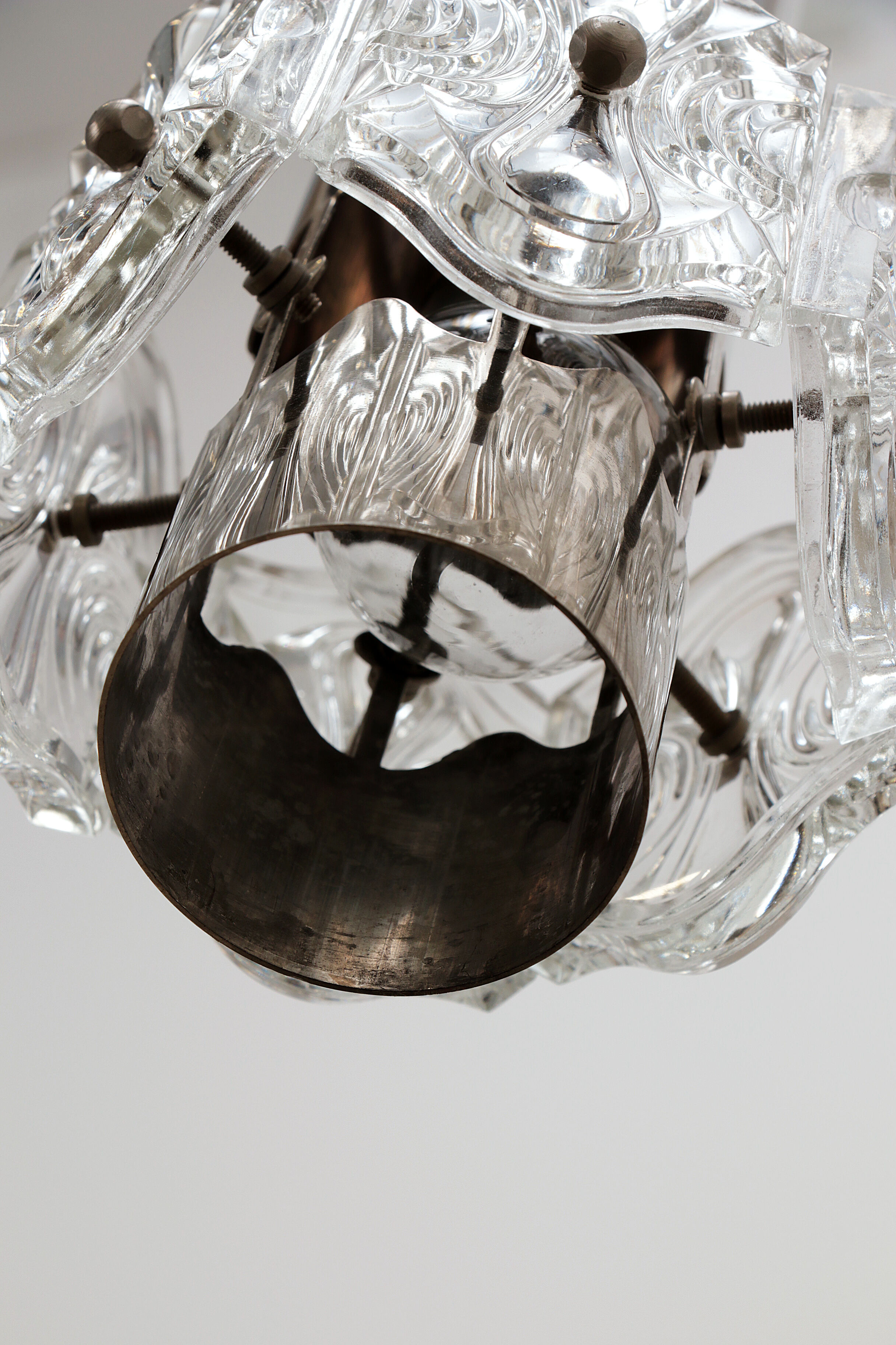 Vintage Chandelier Cascade Hanging Lamp with 5 lamps, 1960