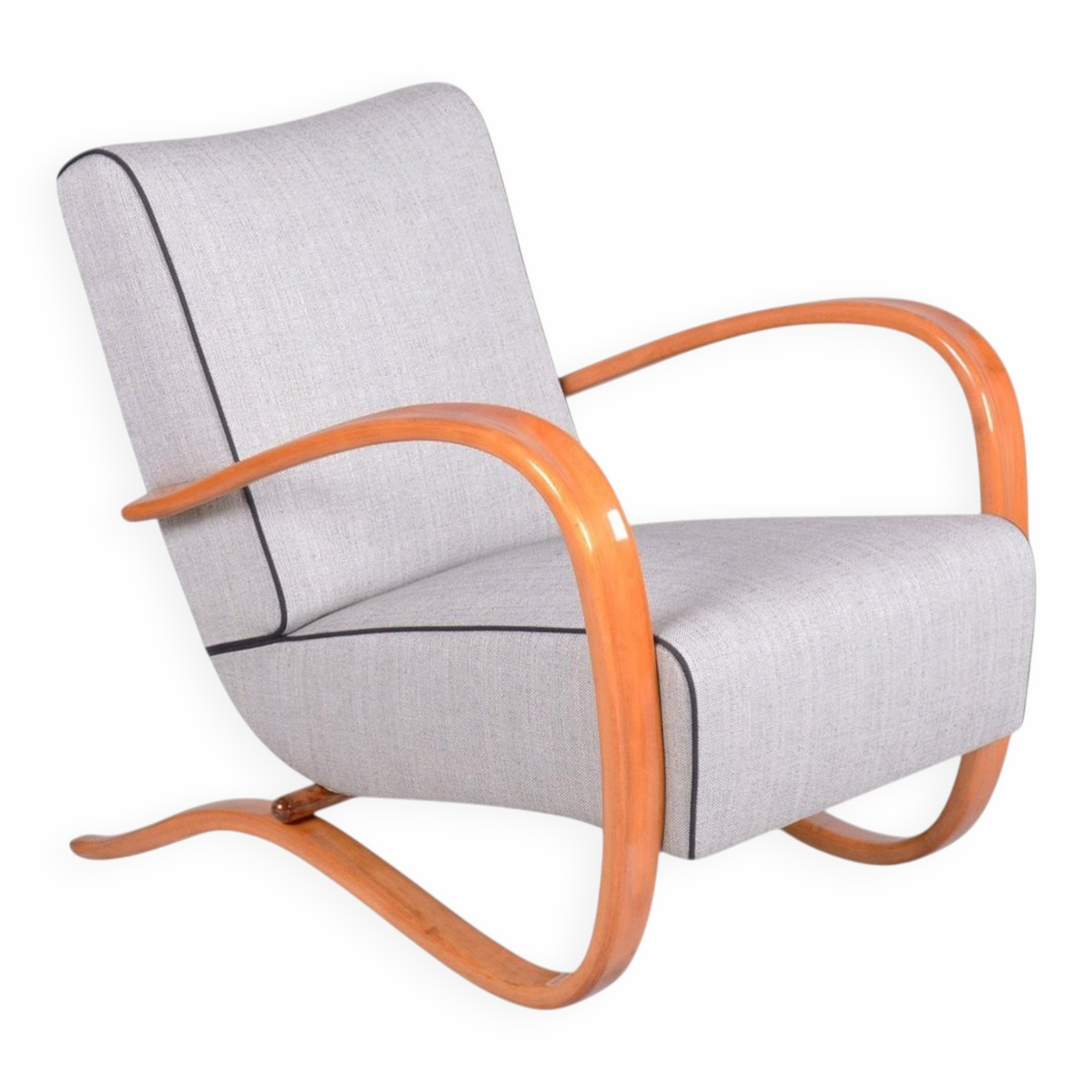 Fauteuil Lounge Art Déco H-269 tchèque attribué à J. Halabala pour Up Závody, années 1930