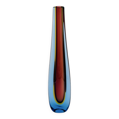 Vase Soliflore Murano Flavio Poli Seguso Sommerso Tricolore 60s