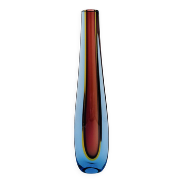 Vase Soliflore Murano Flavio Poli Seguso Sommerso Tricolore 60s