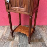 White marble and pitch pine bedside table