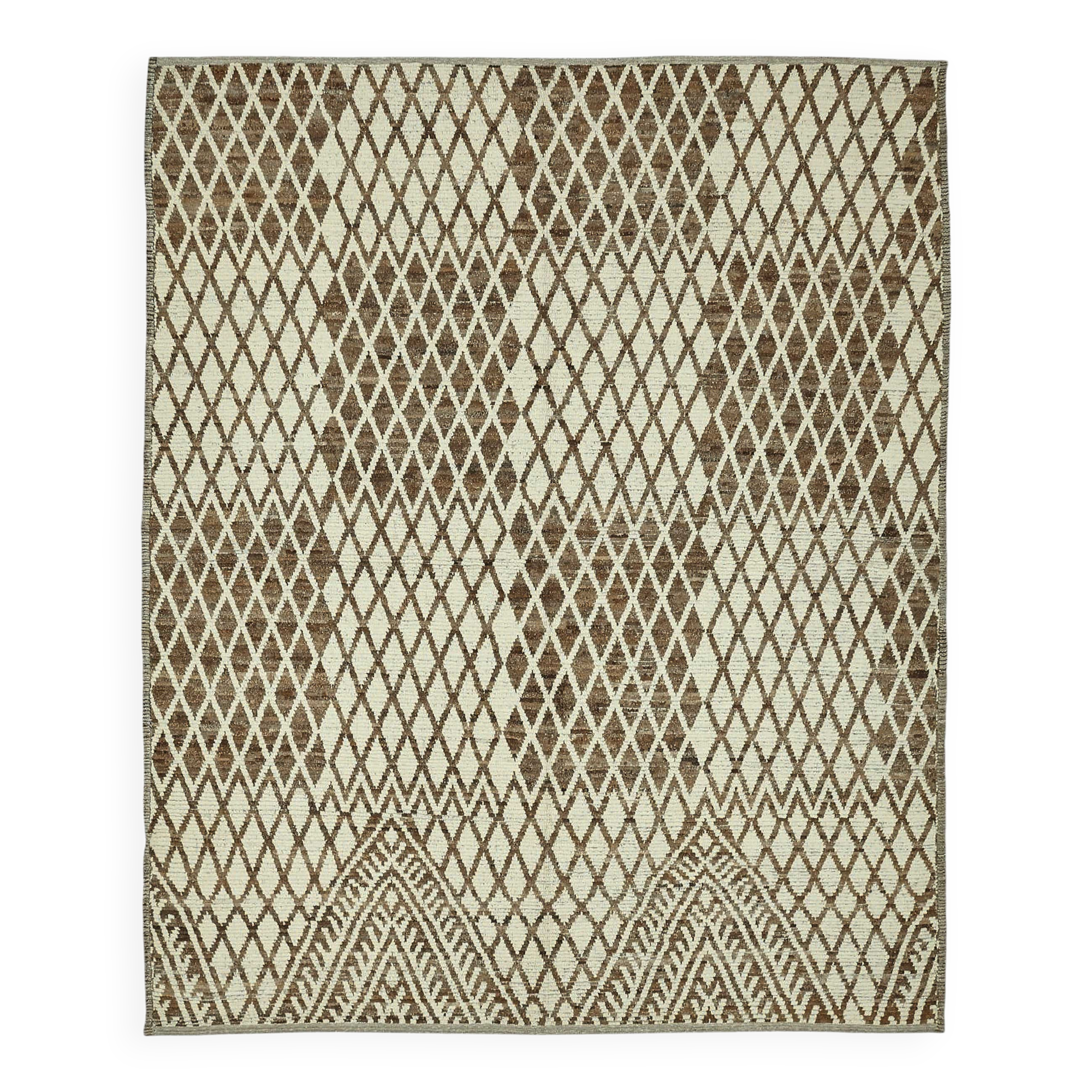 Hand-Knotted Turkish Contemporary 297 cm x 359 cm Brown Wool Carpet