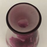 Art nouveau glass paste vase roses violines  signed andré delatte, early 20th century.