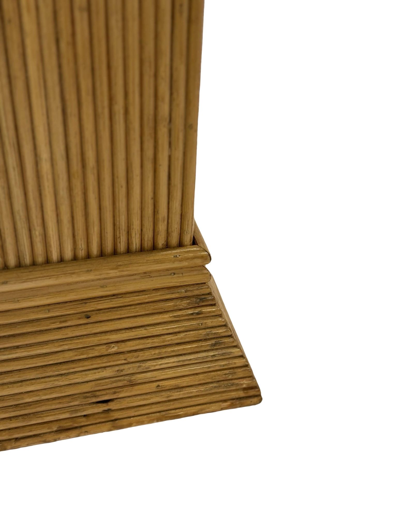 Vintage column vase in rattan, boho bamboo pillar from the 70s, McGuire in rattan.