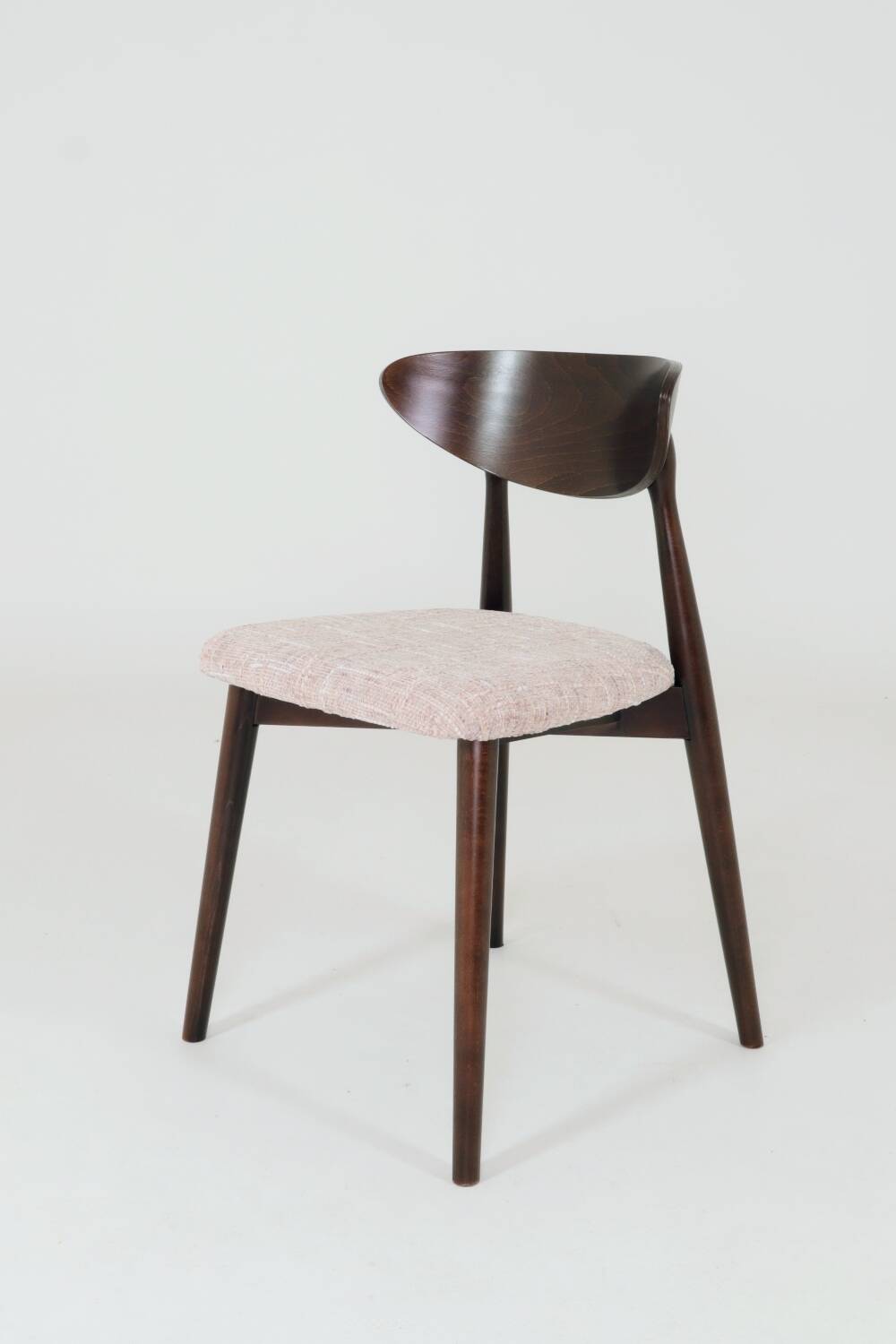 Pink Set of 6 dining chairs Scandinavian design, dark color wood 