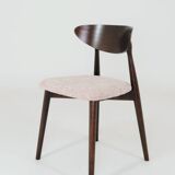 Pink Set of 6 dining chairs Scandinavian design, dark color wood 
