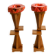 Two mid-century standing ashtrays consisting of red Alabaster cup