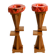 Two mid-century standing ashtrays consisting of red Alabaster cup