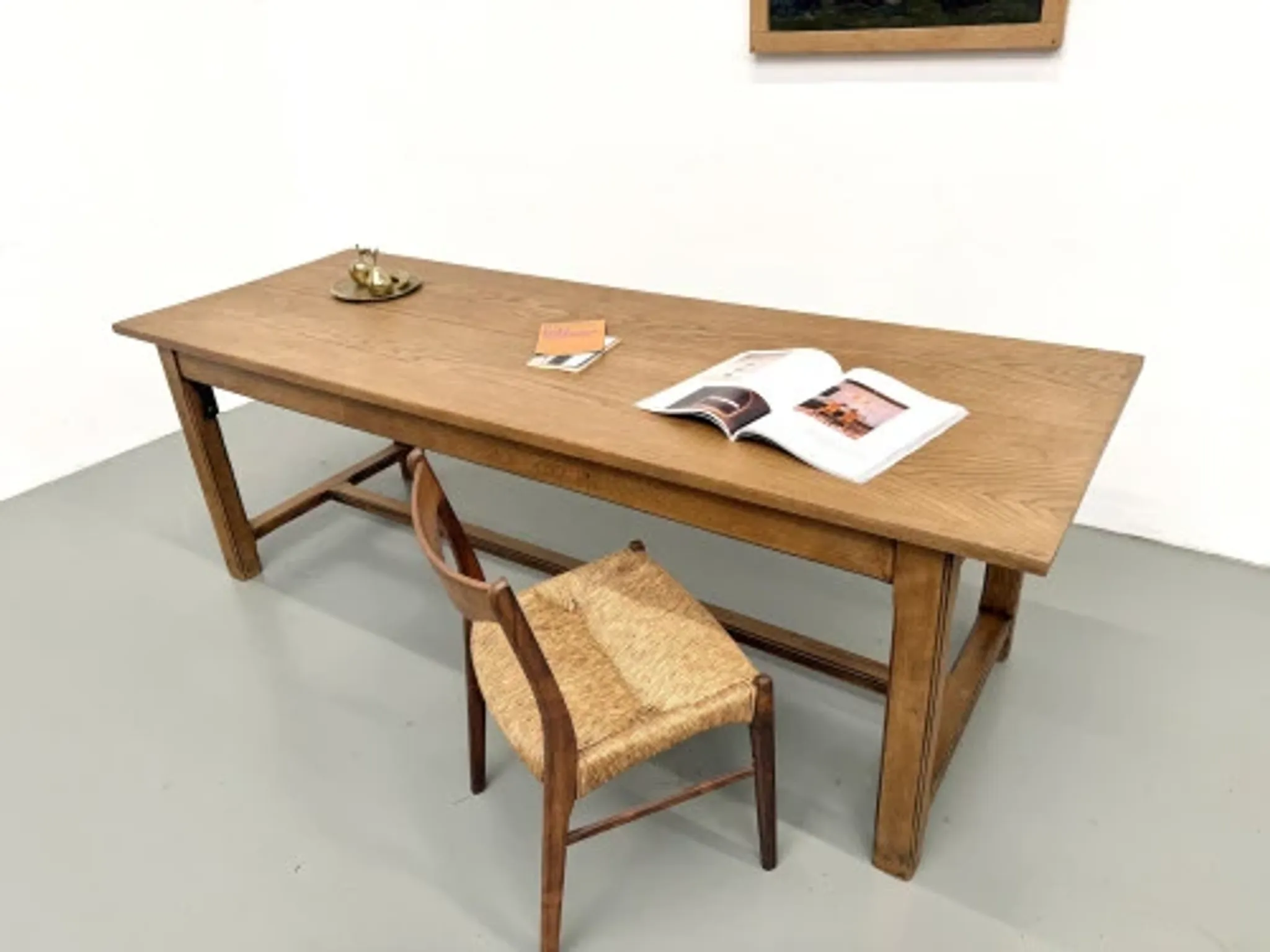 Solid oak farmhouse table, 1970s