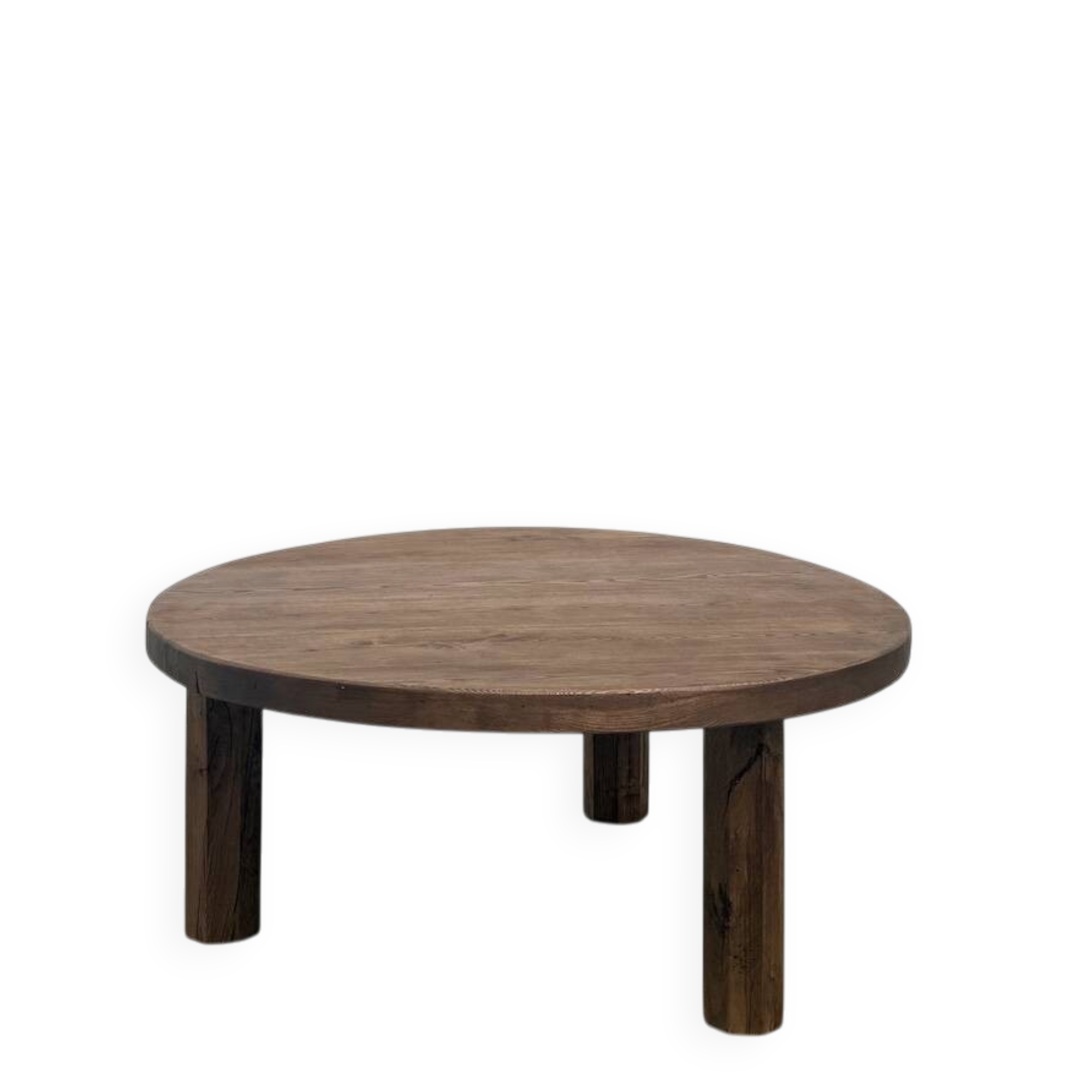 Round coffee table in solid oak, octagonal legs, France, 1950s.