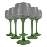 Set of six vintage stemmed glasses, 1960s.