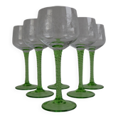 Set of six vintage stemmed glasses, 1960s.