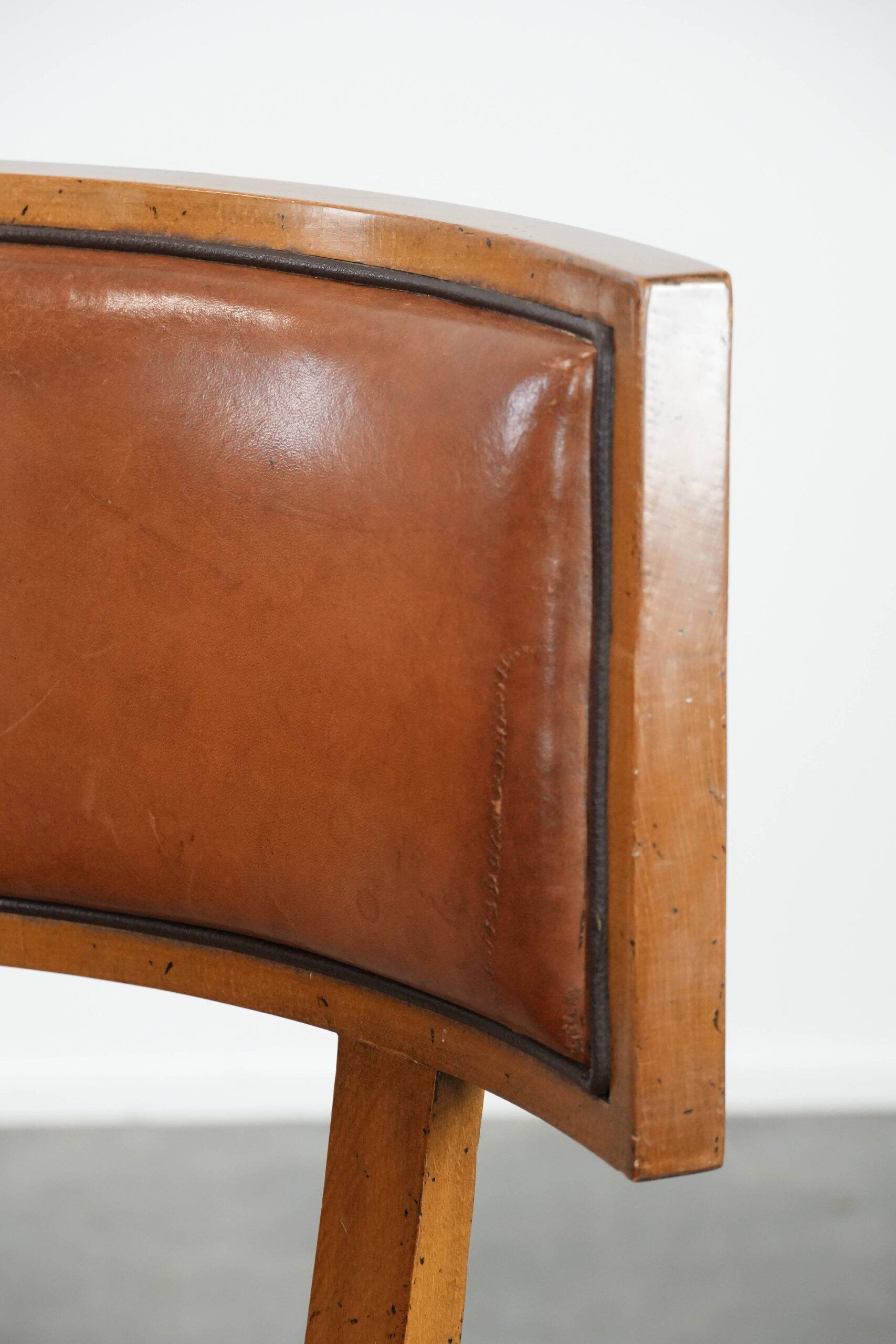 Set of 2 vintage design cocktail chairs/armchairs made of sheepskin leather