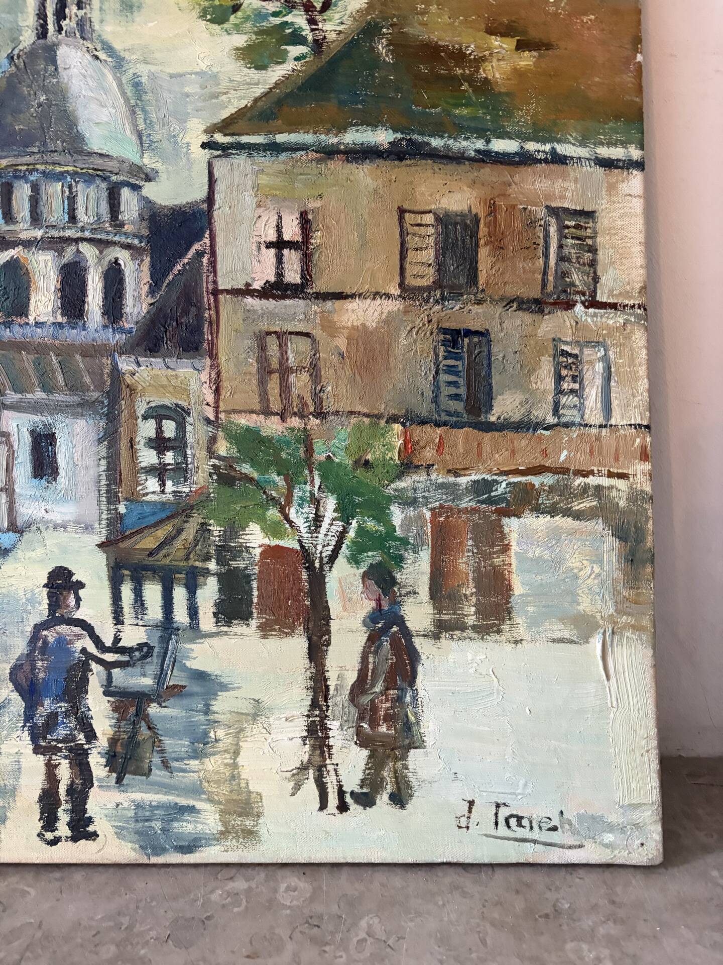 Scene de Montmartre, huile sur toile signée