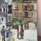 Scene de Montmartre, huile sur toile signée