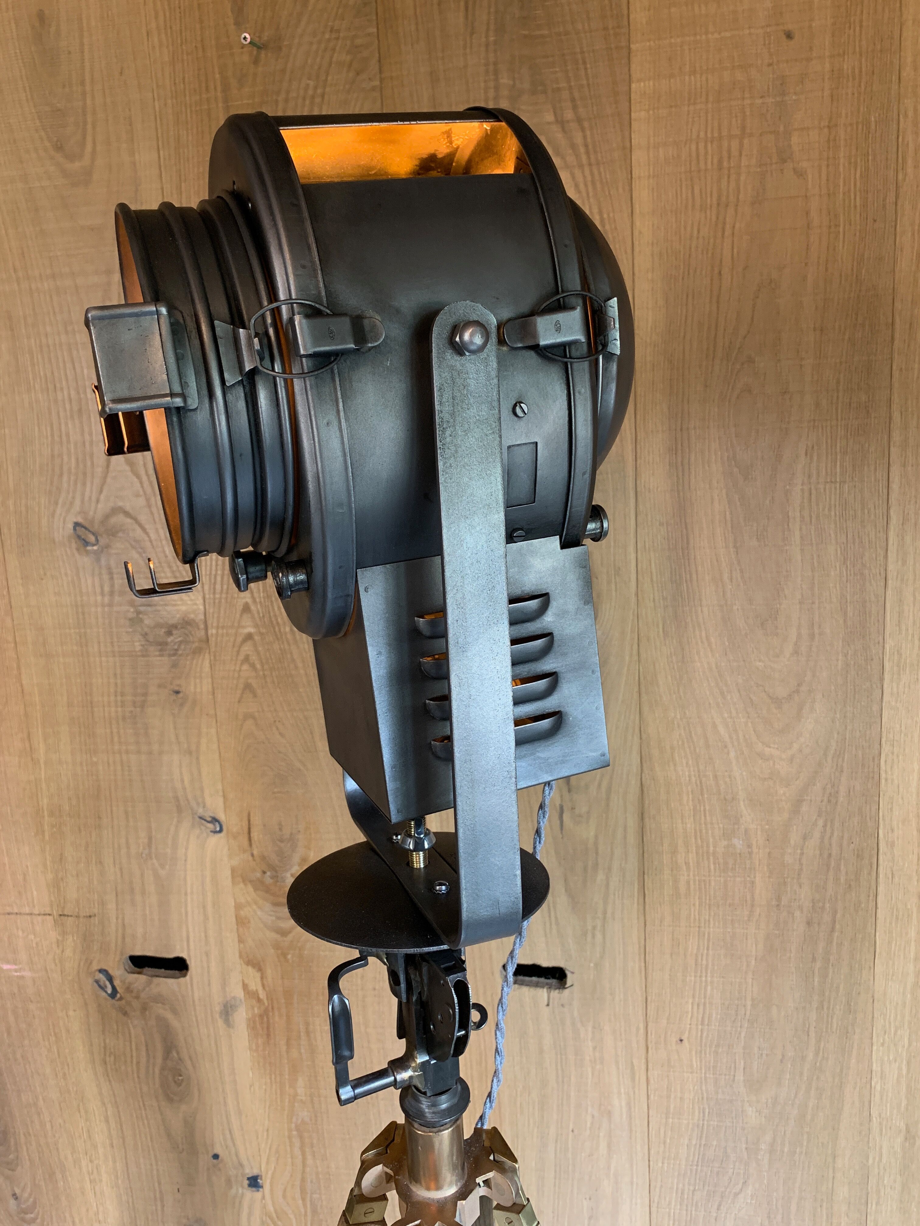 Cinema projector A.E Cremer Paris on its adjustable wooden foot circa 1960
