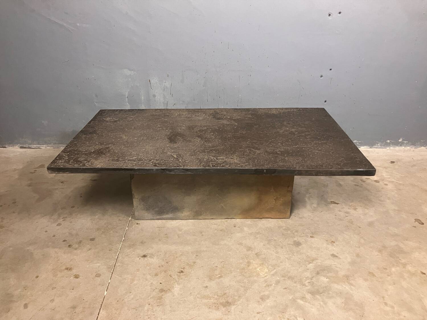 Brutalist Slate coffee table 1970s vintage