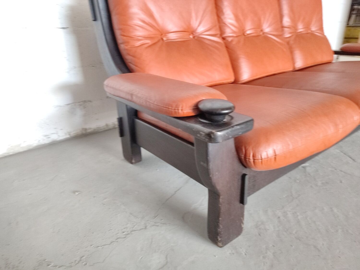 Brazilian brutalist leather sofa