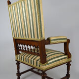 Neo-Renaissance walnut armchair with lion heads, circa 1880