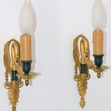 Paire appliques en bronze doré de style empire cygne triomphant