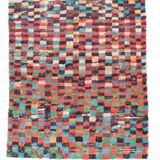 5x6 Multicolor Checkered Pattern Turkish Vintage Rug, 151x172Cm