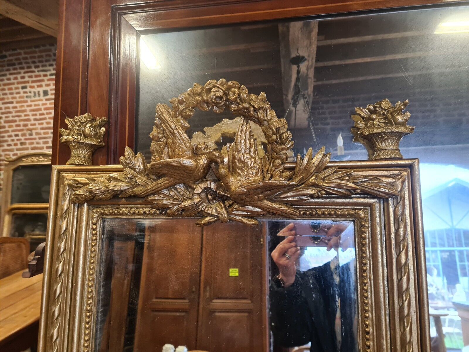 Golden mirror with doves