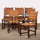Ensemble de 8 chaises paillées en bois massif, 1940