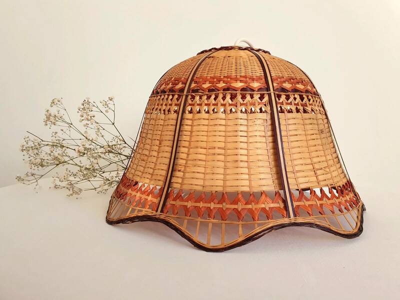 Vintage woven wicker pendant light