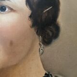 Oil on canvas portrait, vintage, bohemian countryside decoration.