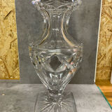 Diamond-cut crystal baluster vase with Lorraine cross