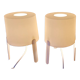 Pair of white Ikea Tvärs bedside lamps
