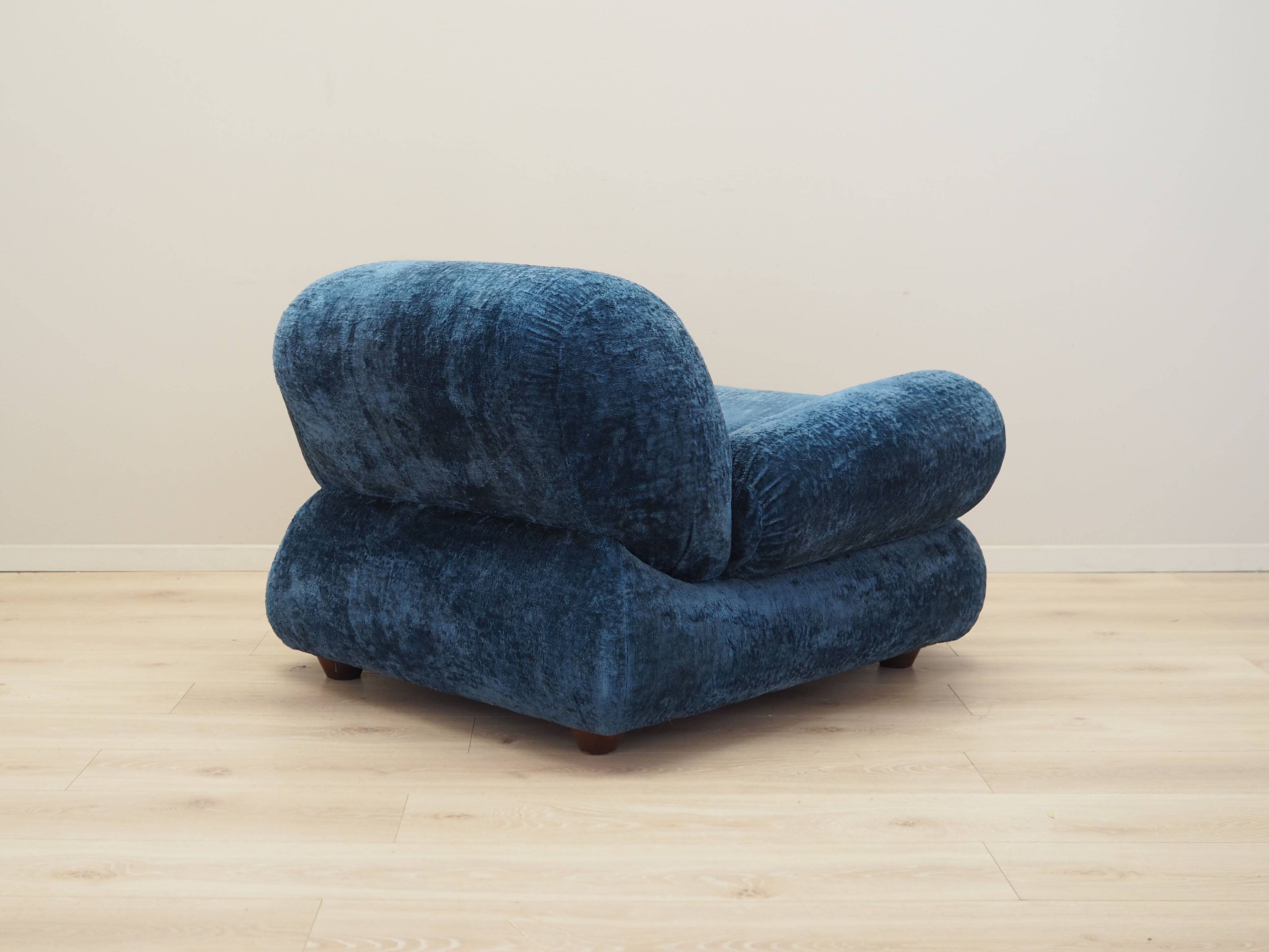Blue armchair, Italian design, 1970s, production: Italy
