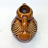 Pitcher - duck-shaped vase in shiny Sarreguemines enamel slip.