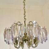 Kinkeldey chandelier with iridescent glass and chrome structure, Austria 1970s