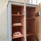 Blue patinated workshop furniture locker room