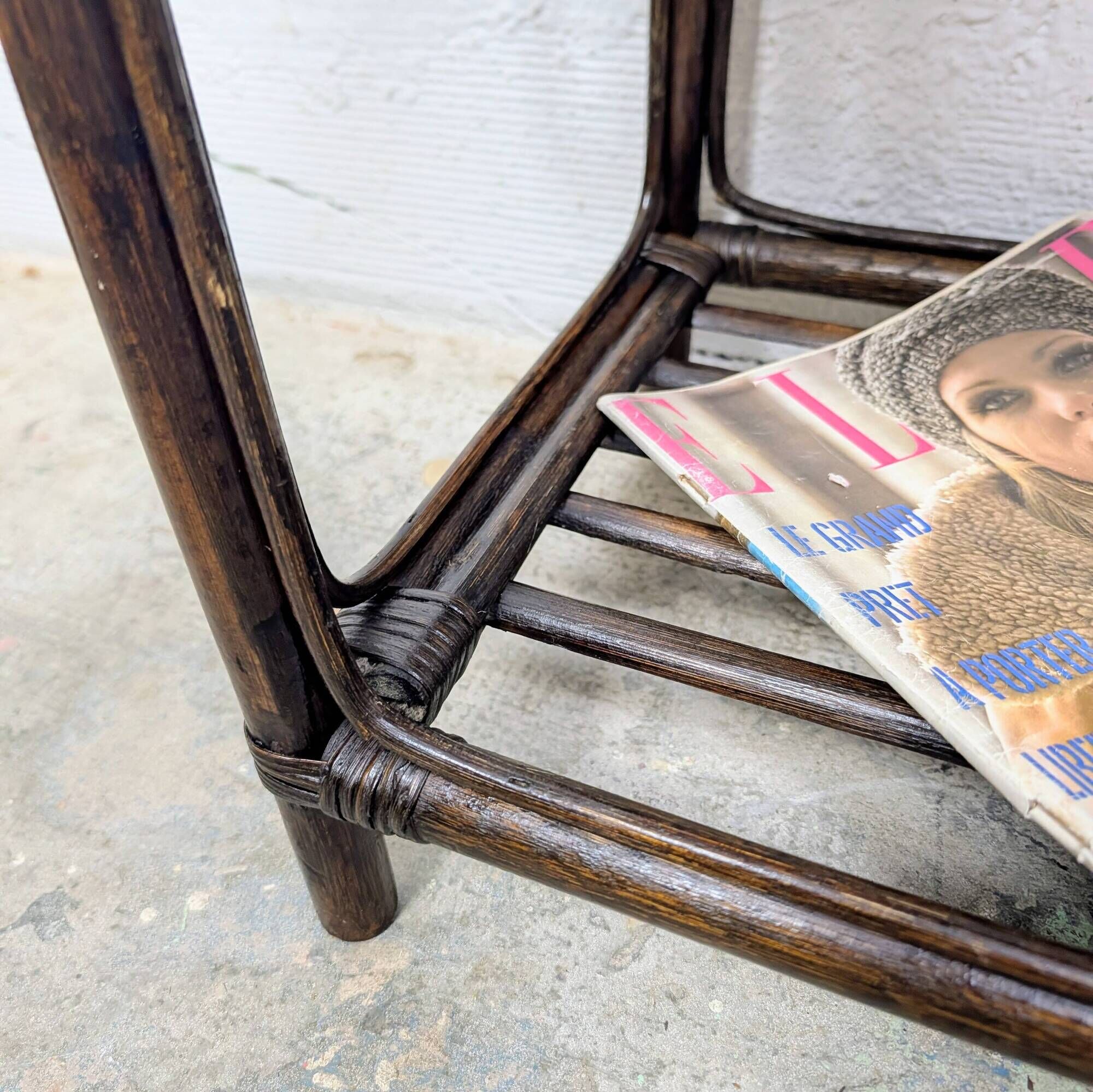 Side table in rattan and caning