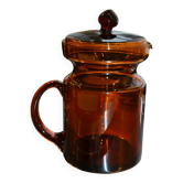 Vintage Hand Blown Brown Glass Pitcher/Carafe with Lid