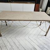 Marble and scalloped brass coffee table