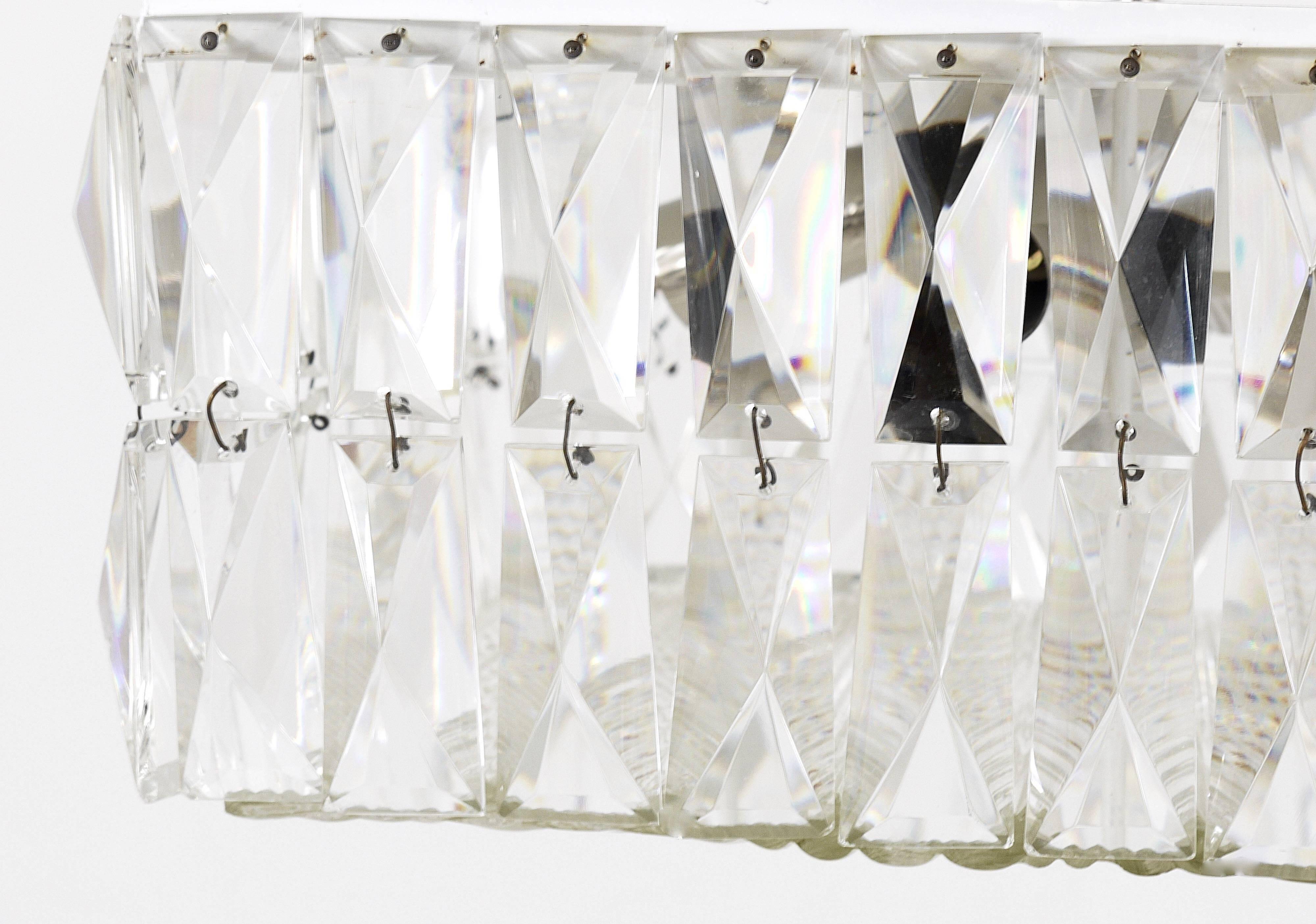 Bakalowits Vienna Faceted Crystal Chandelier Mid-Century, Austria, 1960s