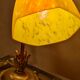 Golden steel lamp, with tulip old marbled yellow glass paste,