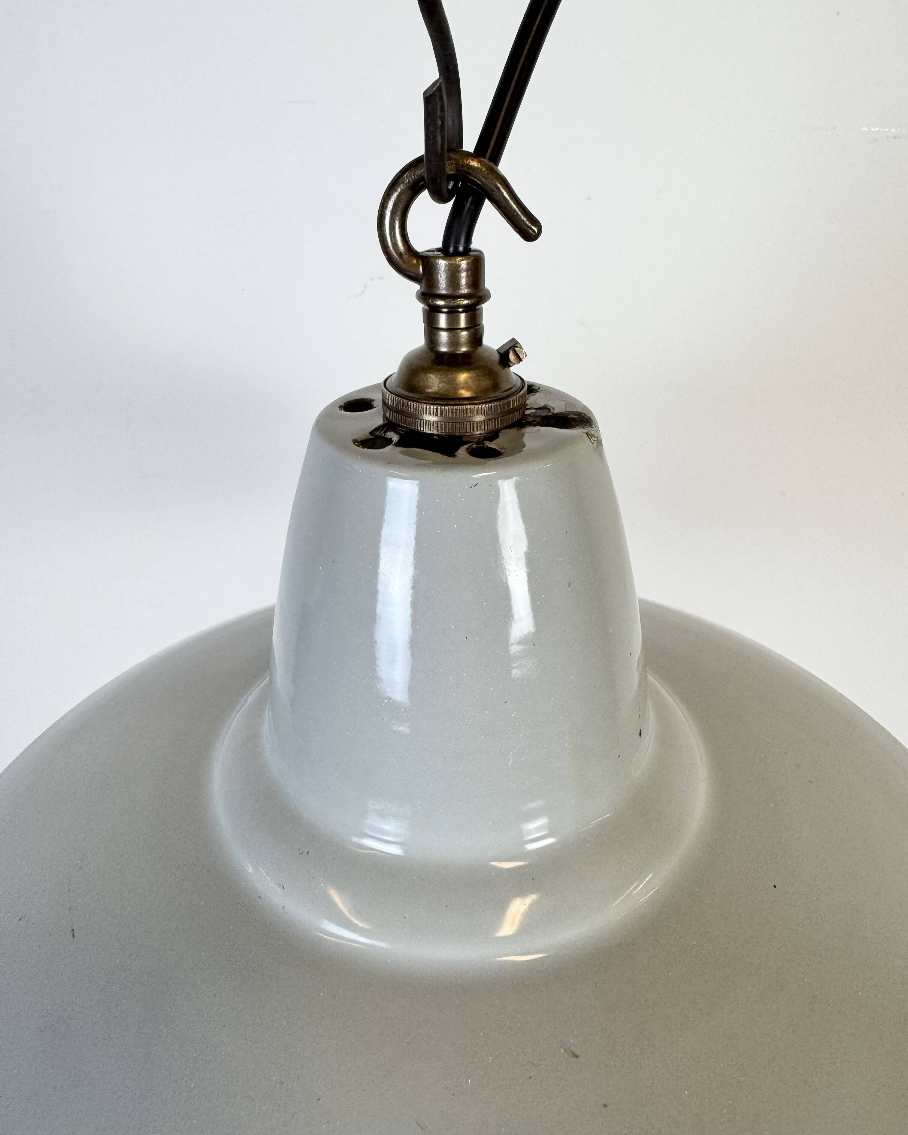 Industrial Grey Enamel Factory Pendant Lamp from Thorlux, 1960s