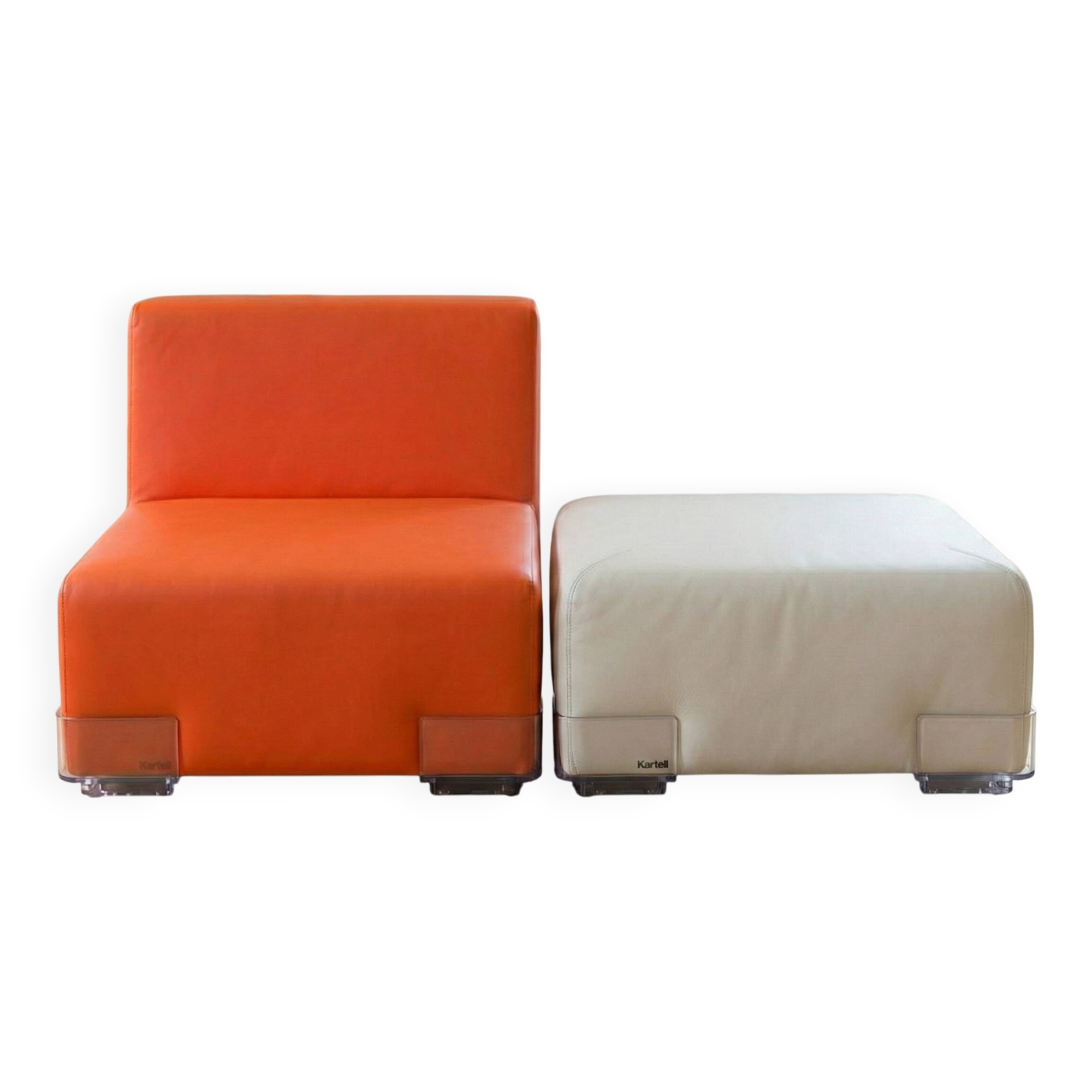 Ensemble Chauffeuse et Pouf "Plastics" - Design Piero Lissoni pour Kartell