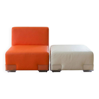Ensemble Chauffeuse et Pouf "Plastics" - Design Piero Lissoni pour Kartell