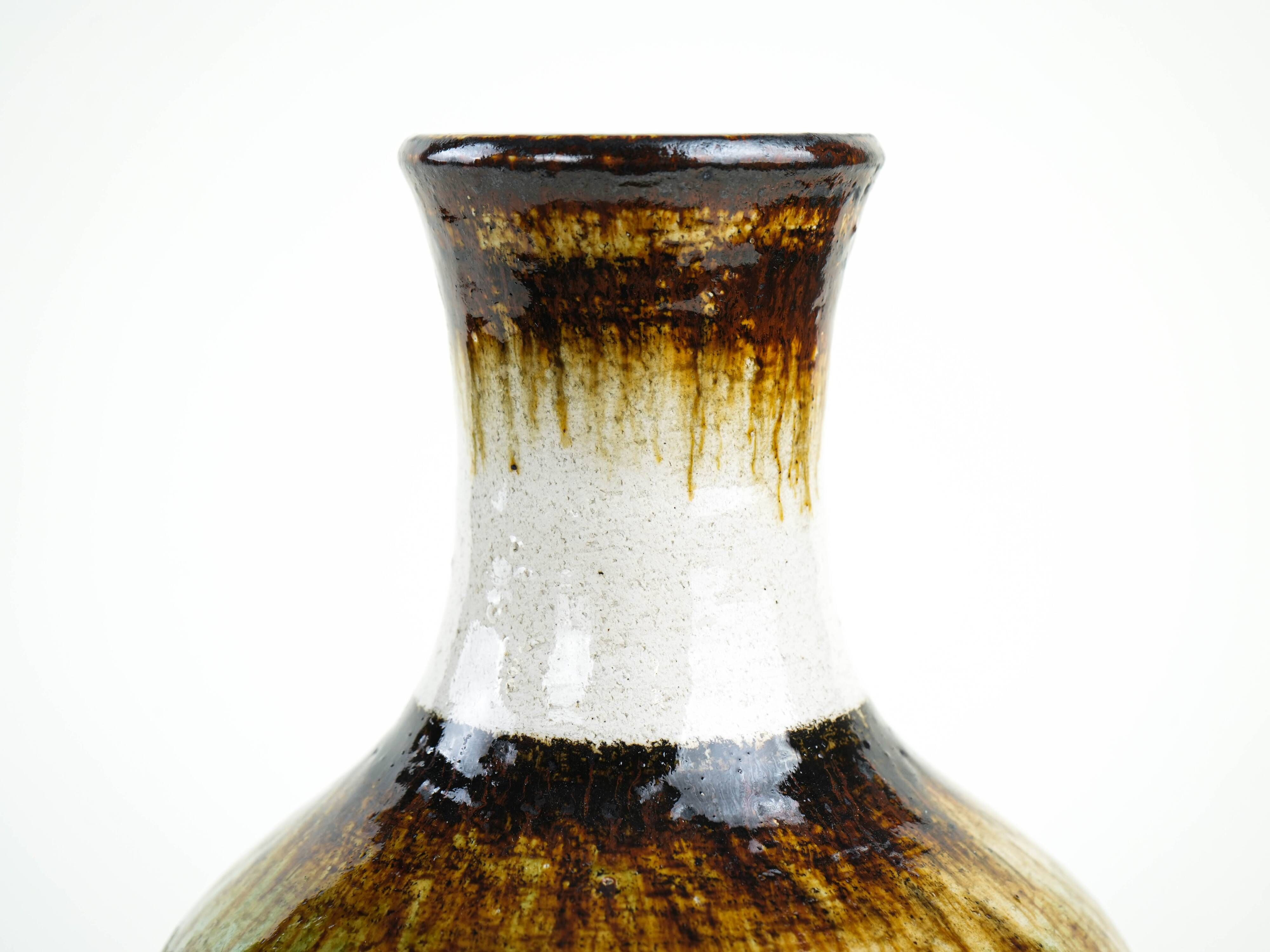 Ceramic vase with drip glaze, German pottery from the 1970s