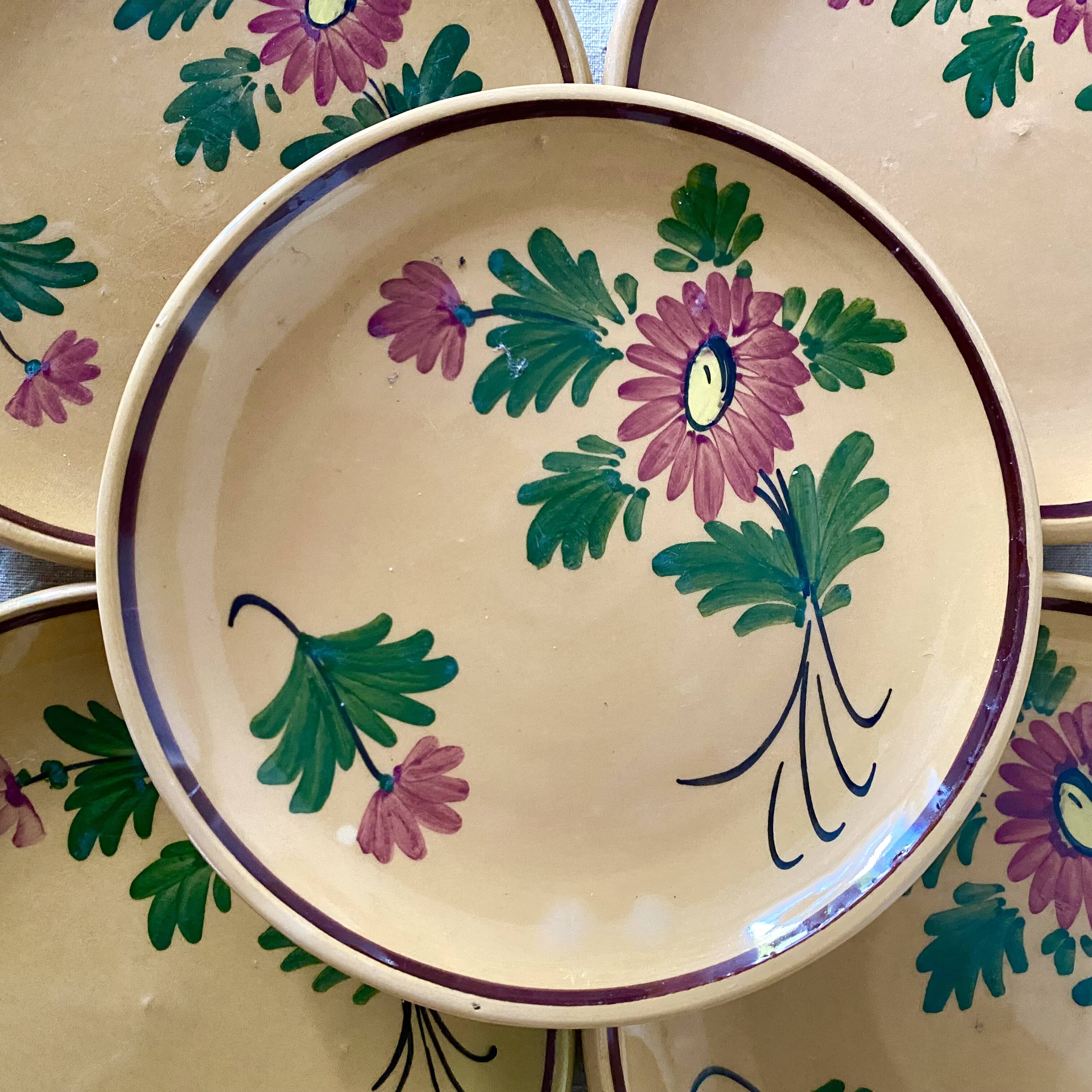 Flower earthenware dessert plates
